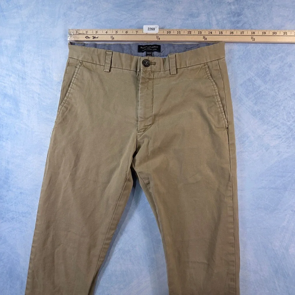 Banana Republic Fulton Skinny Chino Pants Mens 31x32‎ Khaki Tan Cotton Casual